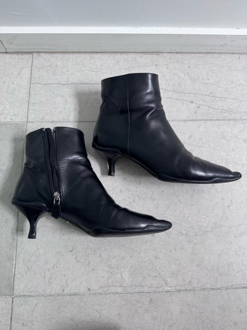 Prada Black Pointed Toe Ankle Boots size IT 37 - Picture 9 of 17